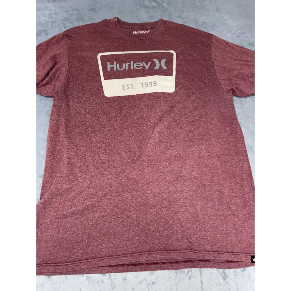 Hurley Mens Graphic T-Shirt XL Burgundy Red Heathered Est 1999 Logo Short Sleeve